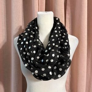 Black and White Polka Dot Infinity Scarf